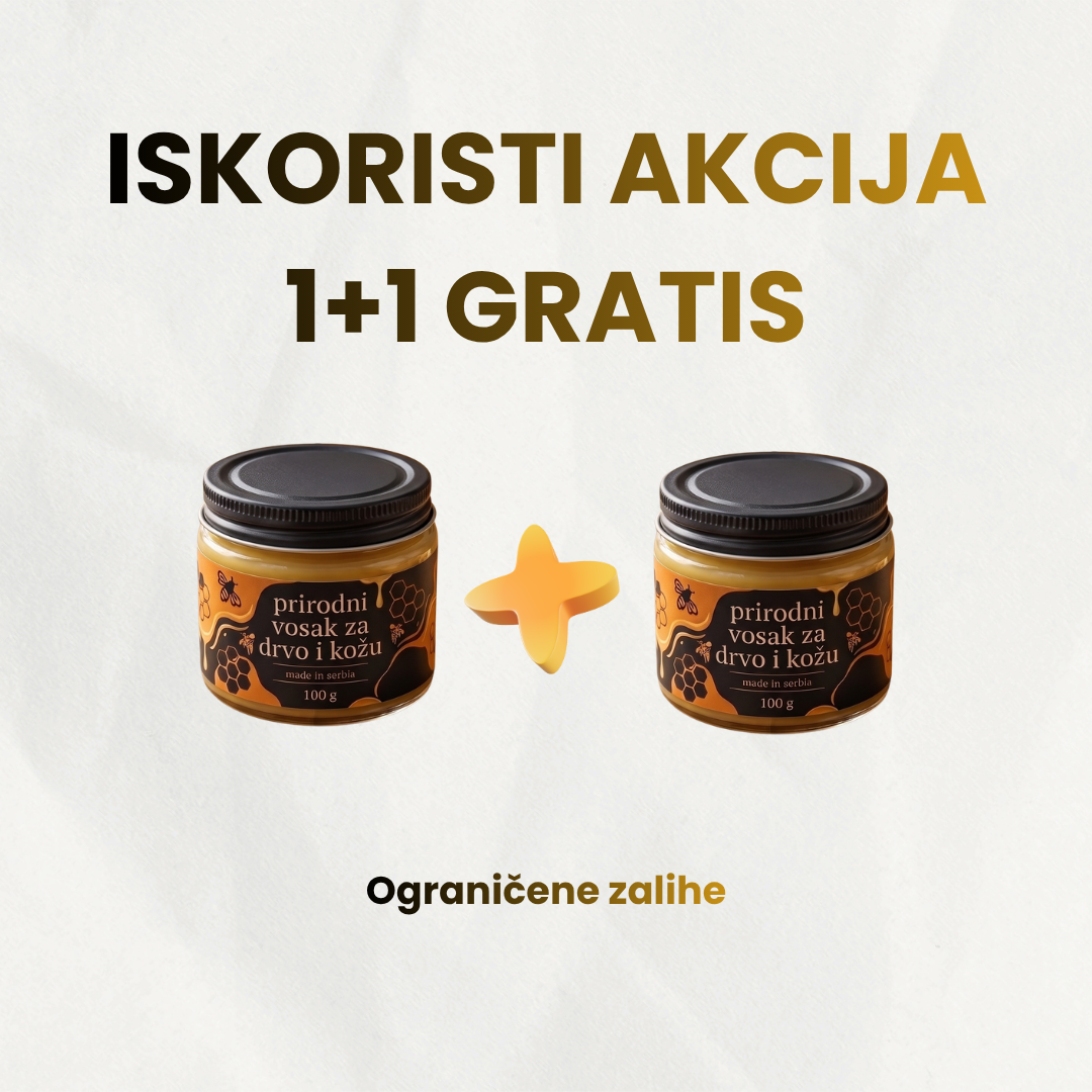 Drvoskano Prirodni Vosak za Drvo  1 + 1 Teglica Gratis
