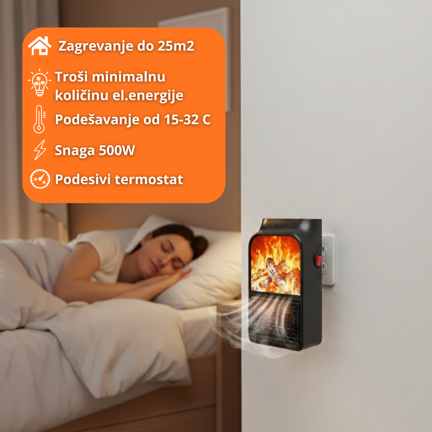 Zidna grejalica sa efektom plamena