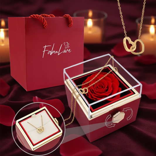 Rotirajuća kutija Večne Ruže sa ogrlicom Dva srca