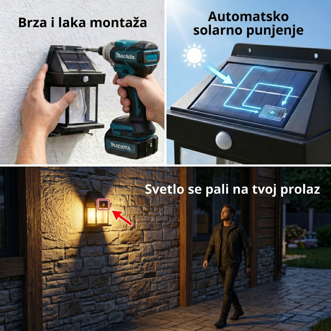 Aurora – Zidna Solarna LED Lampa Bez Kablova i Struje 1+1 GRATIS